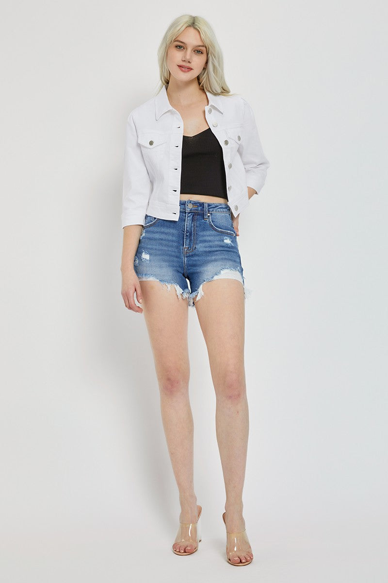 Shirring Sleeve Crop Jacket