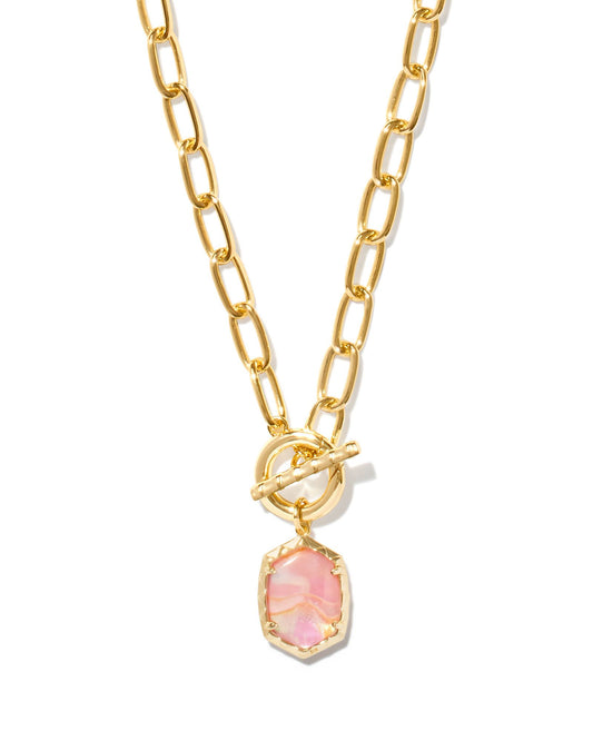 Daphne Link Chain Necklace | Gold & Light Pink Iridescent Abalone