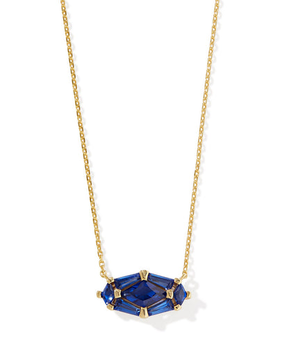 Lindy Rae Elisa Short Pendant Necklace | Gold & Blue Crystal