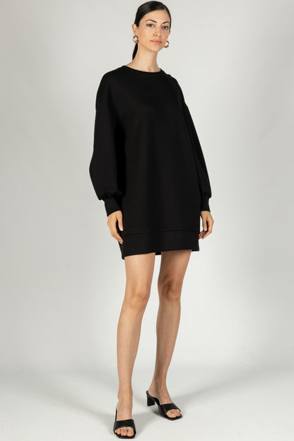 Scuba Dropped Shoulder Long Sleeve Dress