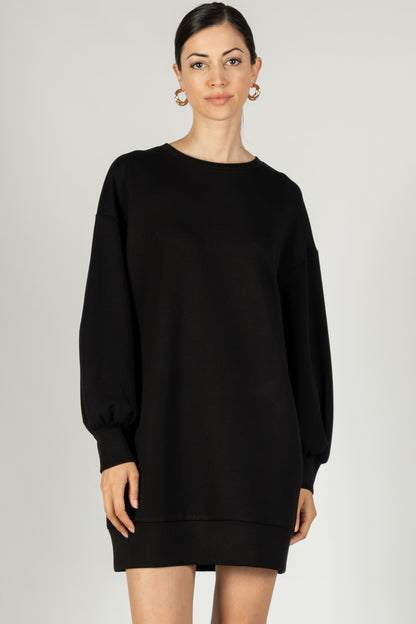 Scuba Dropped Shoulder Long Sleeve Dress