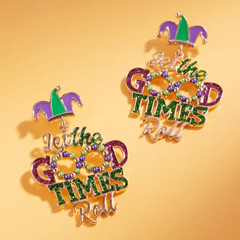 Let the Good Time Roll Mardi Gras Post Earrings