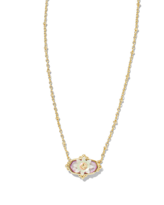 Elisa Flower Petal Framed Necklace | Gold & Pastel Mix