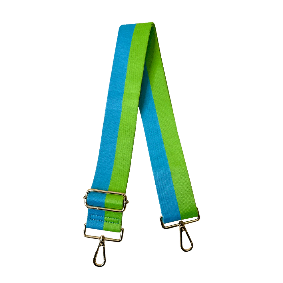 Printed Stripe Interchangeable Bag Strap | Aqua/Lime