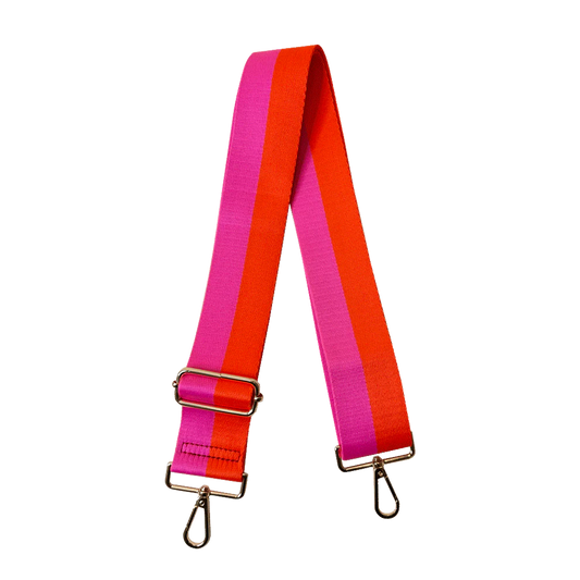 Printed Stripe Interchangeable Bag Strap | Hot Pink/Orange