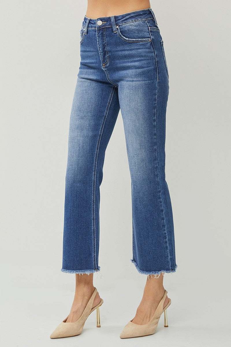 Plus | High Rise Ankle Wide Straight Jeans