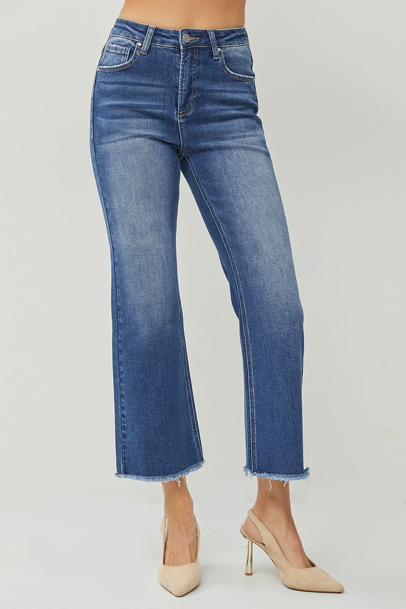 Plus | High Rise Ankle Wide Straight Jeans