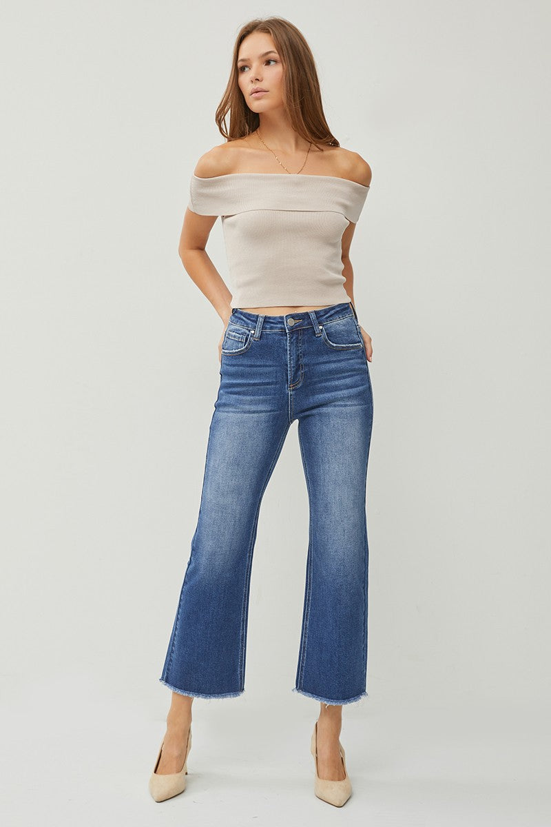 Plus | High Rise Ankle Wide Straight Jeans