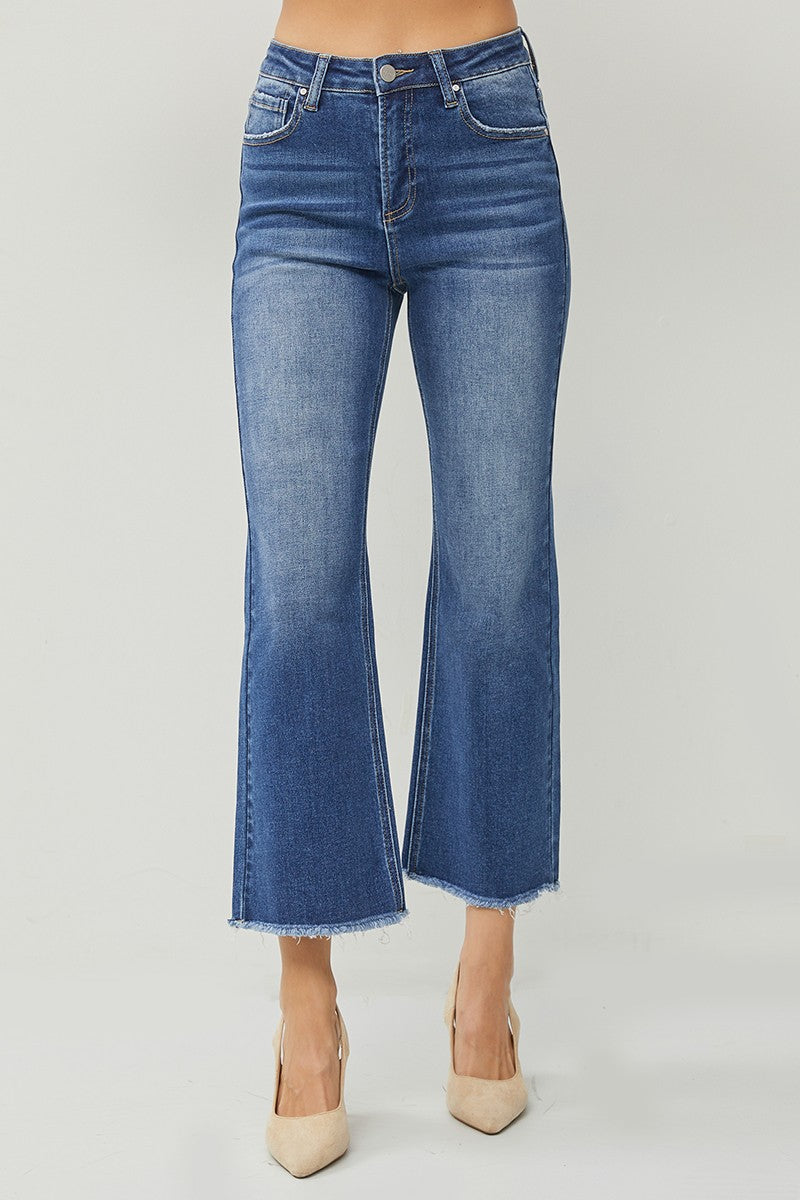 Plus | High Rise Ankle Wide Straight Jeans