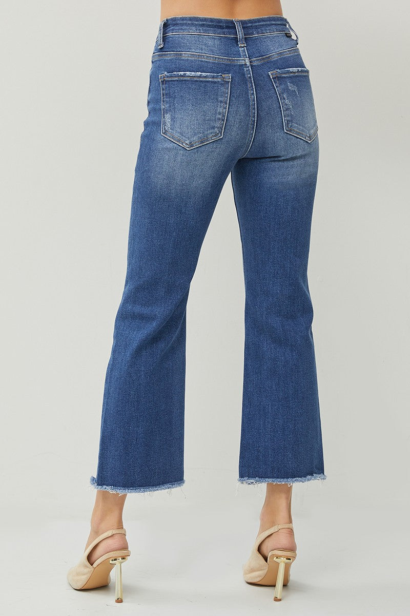 Plus | High Rise Ankle Wide Straight Jeans