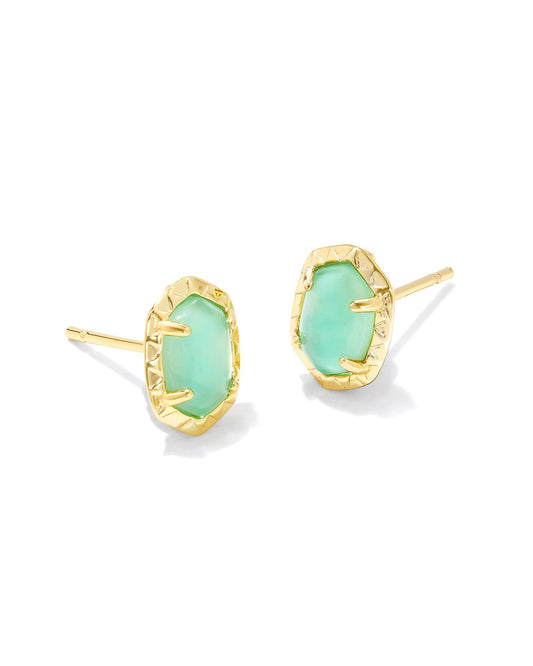 Daphne Stud Earrings | Gold & Light Green Mother-of-Pearl