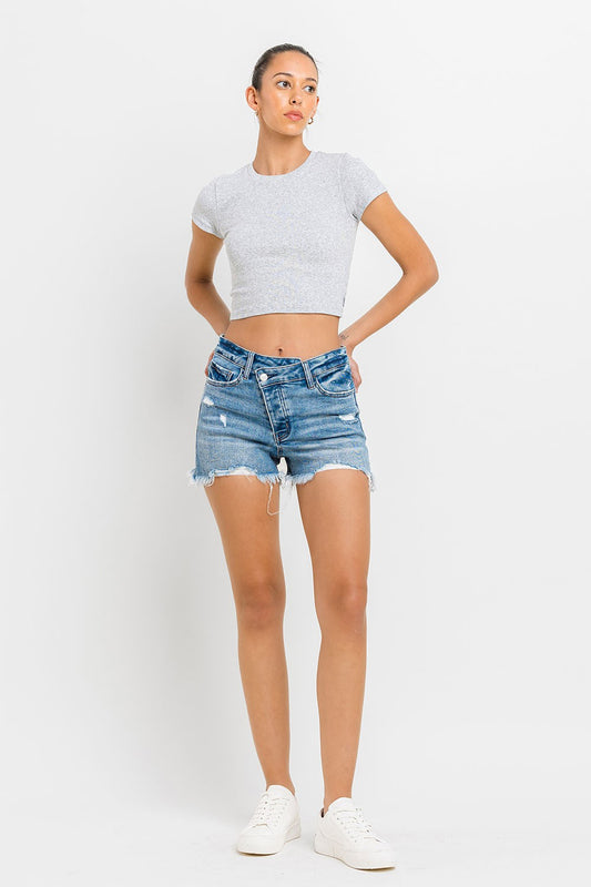 High Rise Low Front Criss Cross Shorts