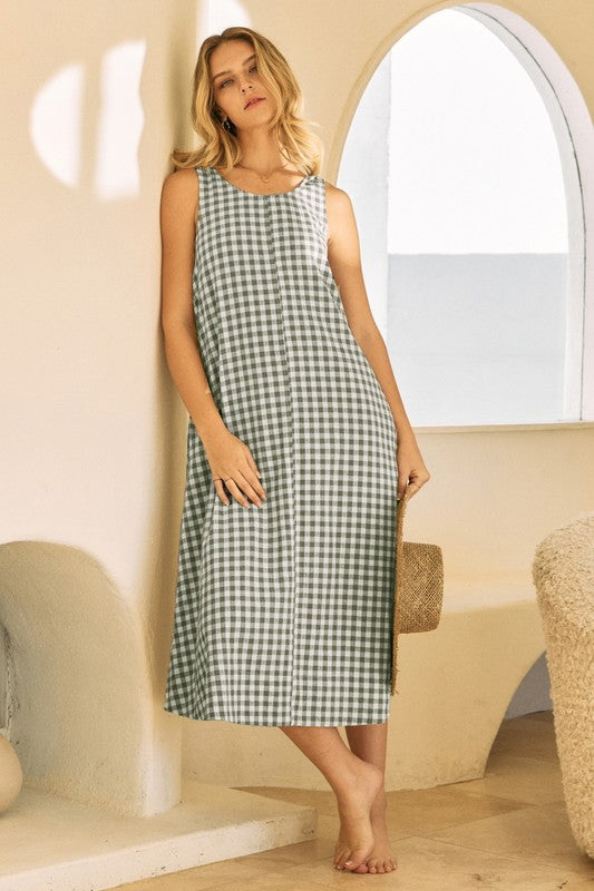 Flannel Pattern Midi Dress