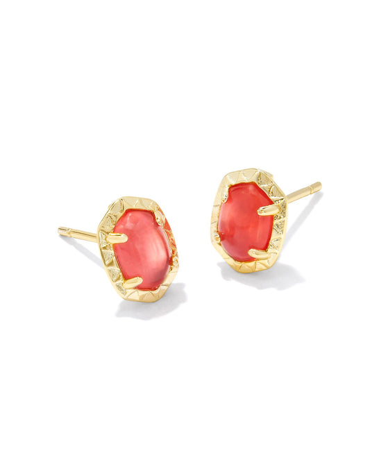 Daphne Stud Earrings | Gold & Coral Pink Mother-of-Pearl