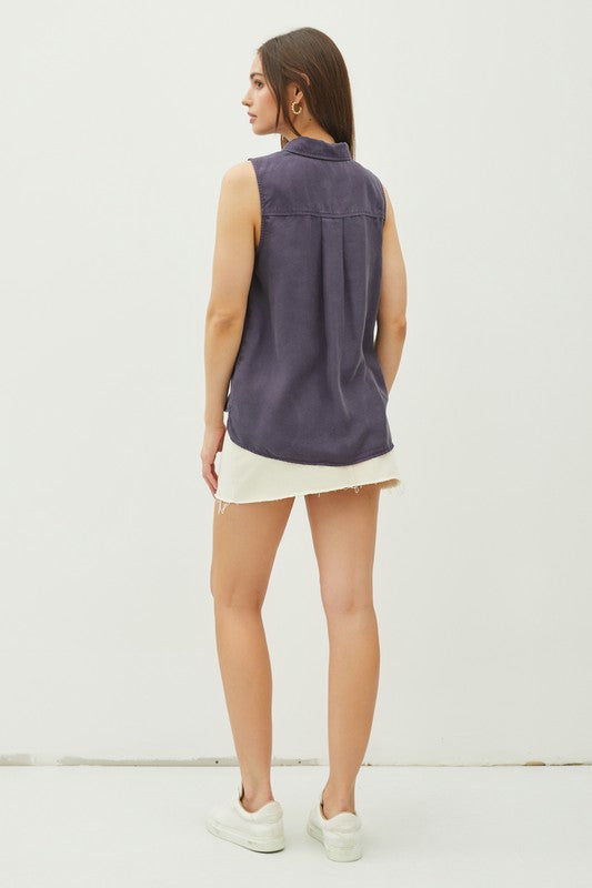 Tencel Sleeveless Shirt