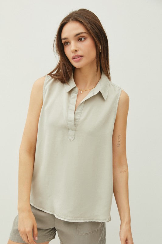 Tencel Sleeveless Shirt