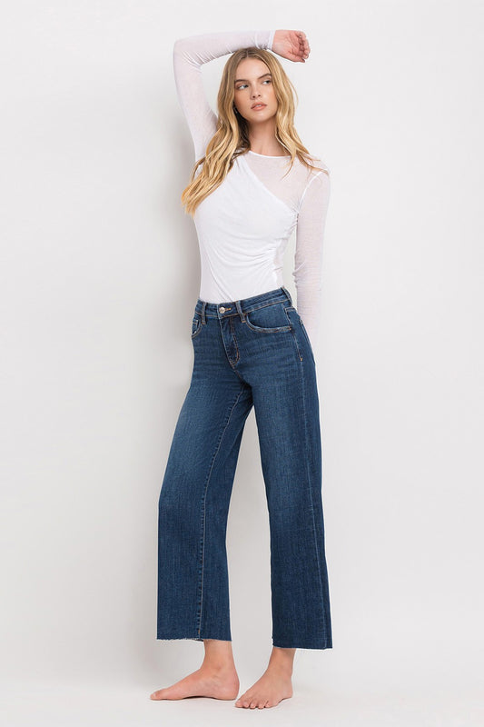 Tummy Control Mid Rise Wide Leg Jeans