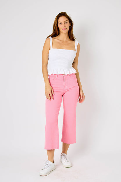 Pink High Waist Tummy Control Wide Pants