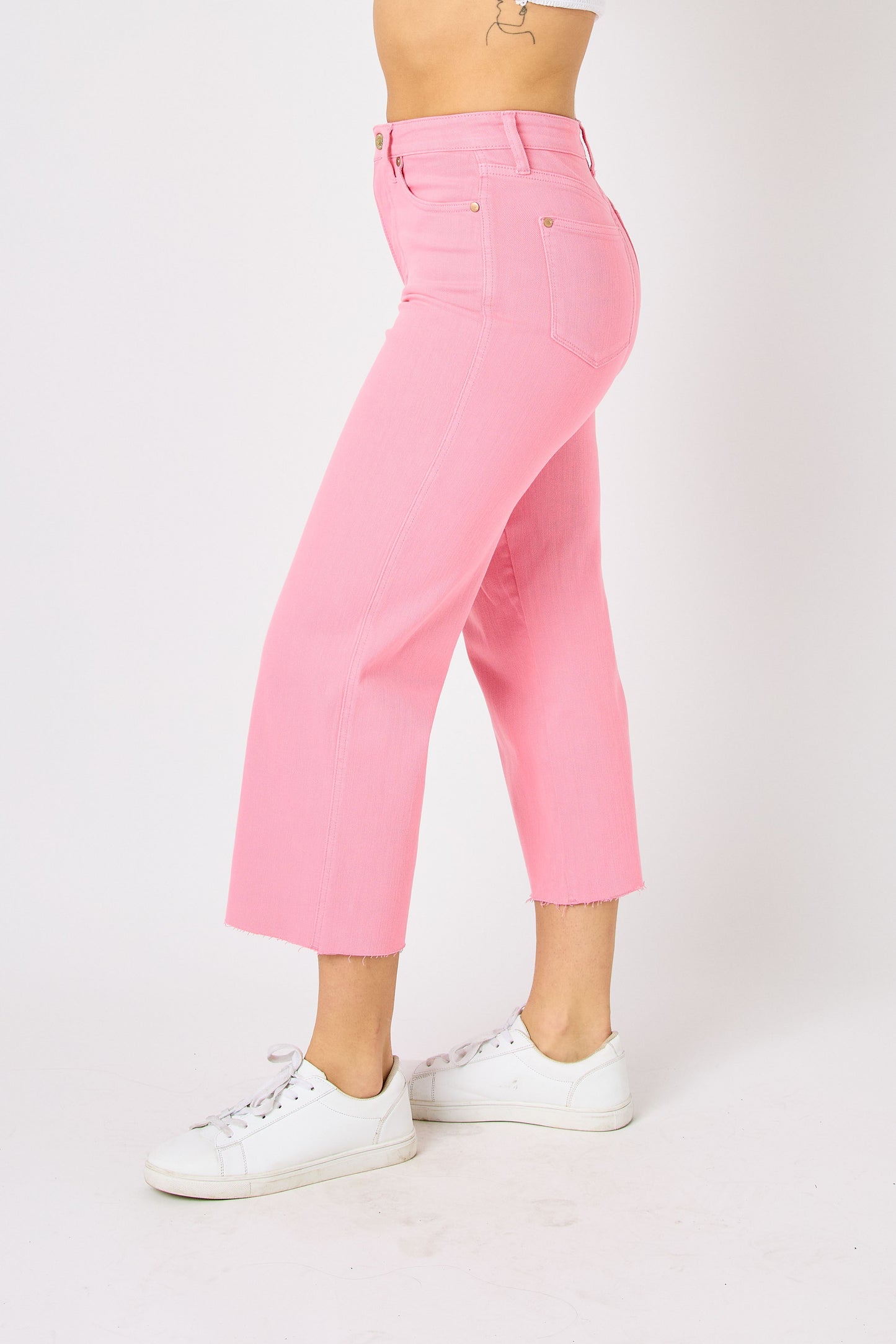 Pink High Waist Tummy Control Wide Pants