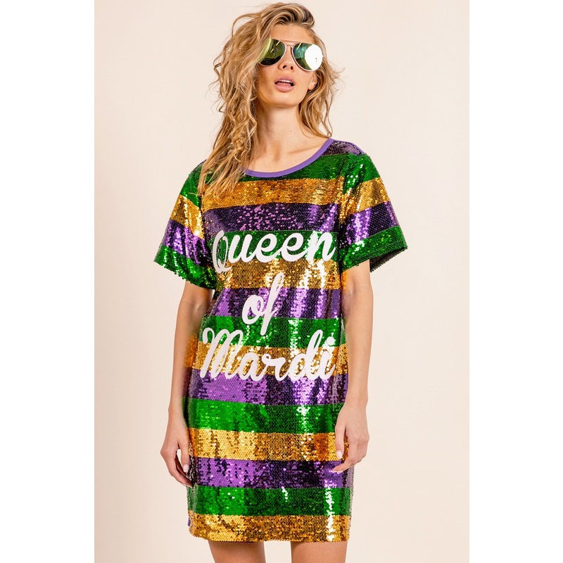 Queen of Mardi Sequin Dress