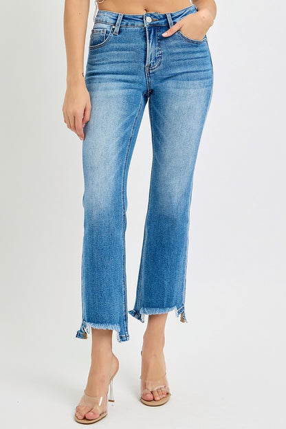 Tummy Control Mid-Rise Crop Bootcut Jeans