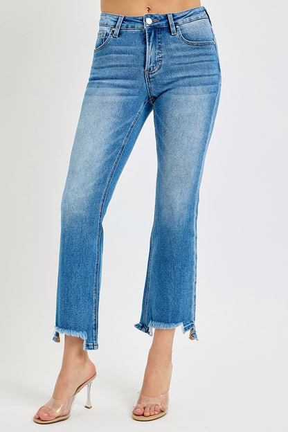 Tummy Control Mid-Rise Crop Bootcut Jeans