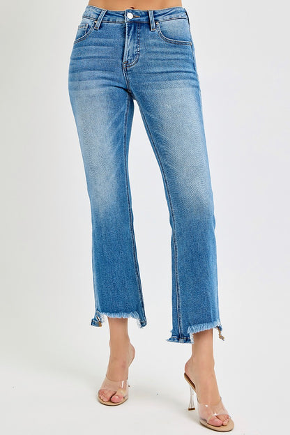 Tummy Control Mid-Rise Crop Bootcut Jeans