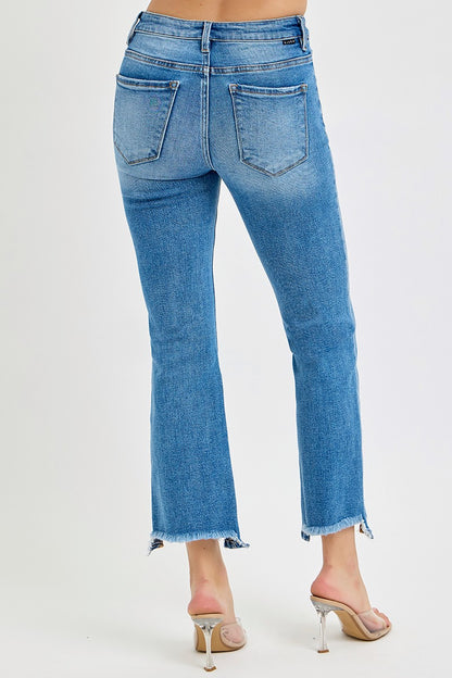 Tummy Control Mid-Rise Crop Bootcut Jeans