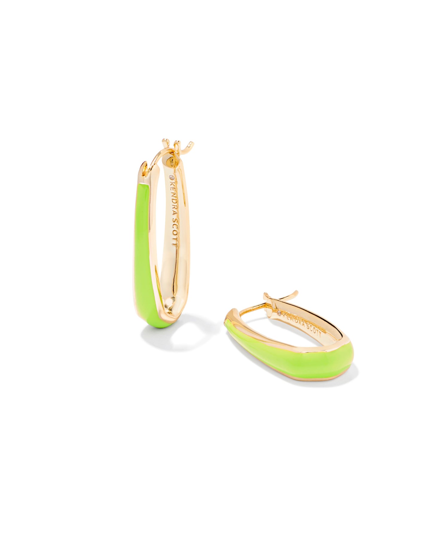 Kelsey Hoop Earrings | Gold & Chartreuse Enamel