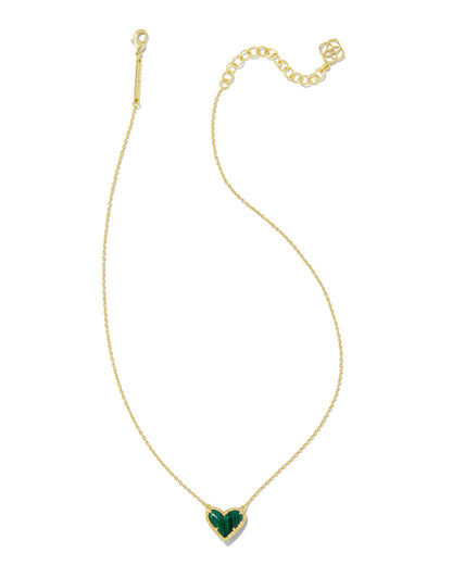 Ari Heart Necklace | Gold & Green Malachite