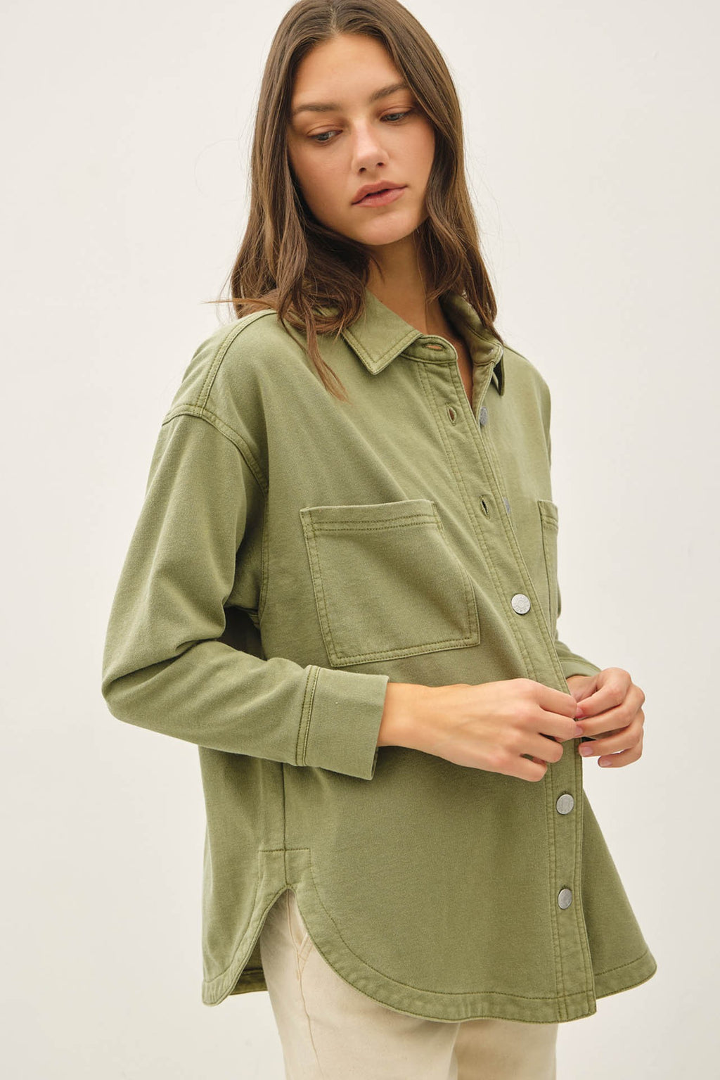 Cotton Fleece Oversized Shacket