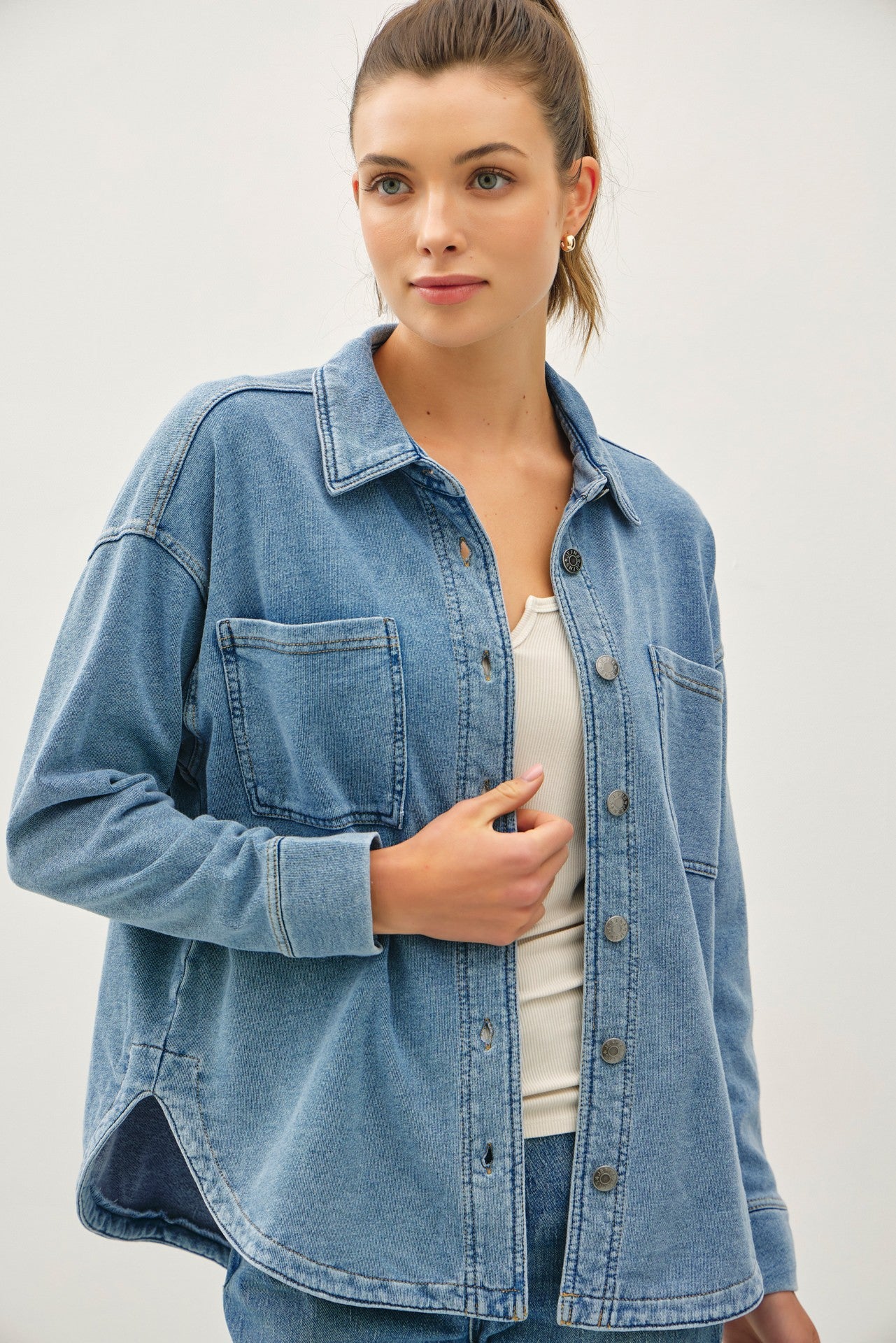 Cotton Fleece Oversized Shacket