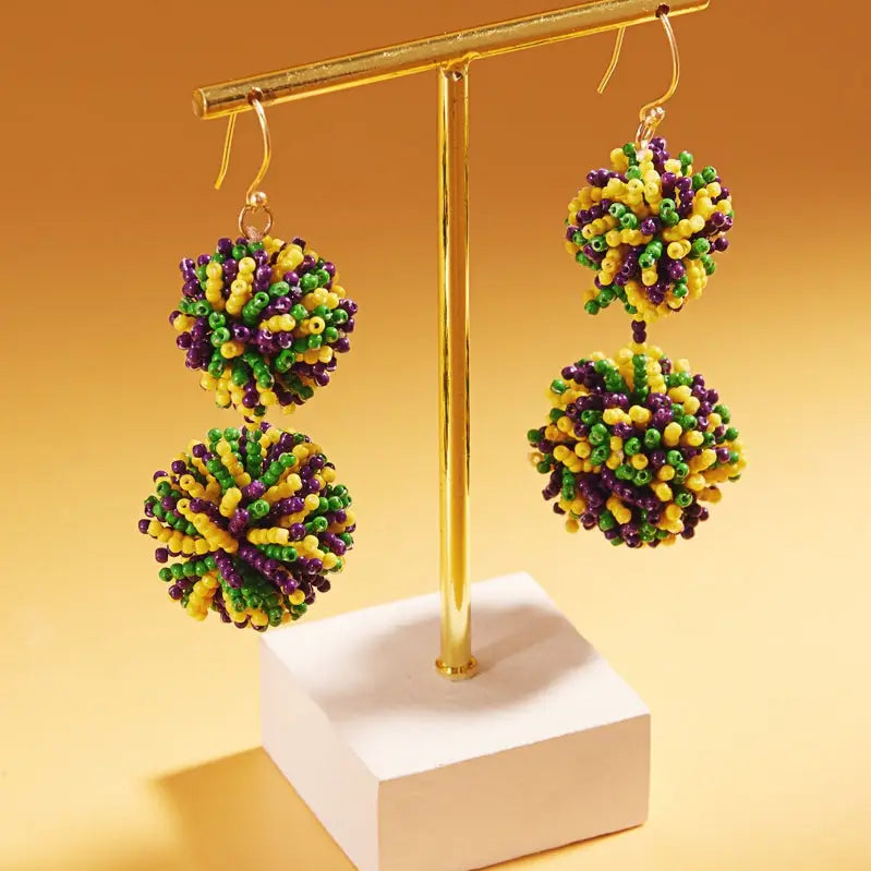 Mardi Gras Multi Seed Bead Mix Ball Hook