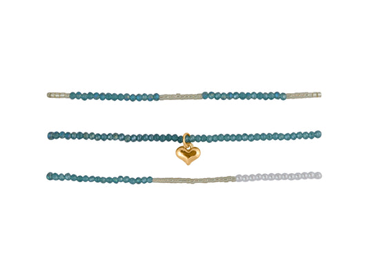 Sylvia Pack Of 3 Beaded Anklets | Blue