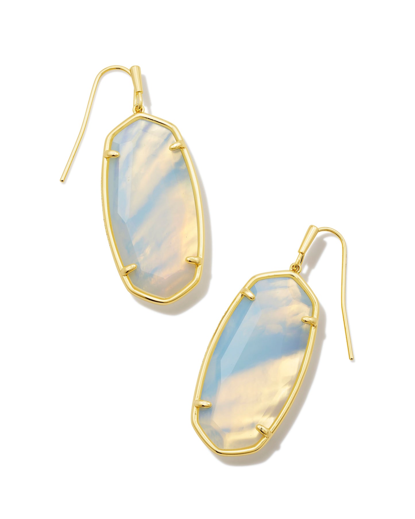 Faceted Elle Drop Earrings | Gold & Iridescent Opalite Illusion