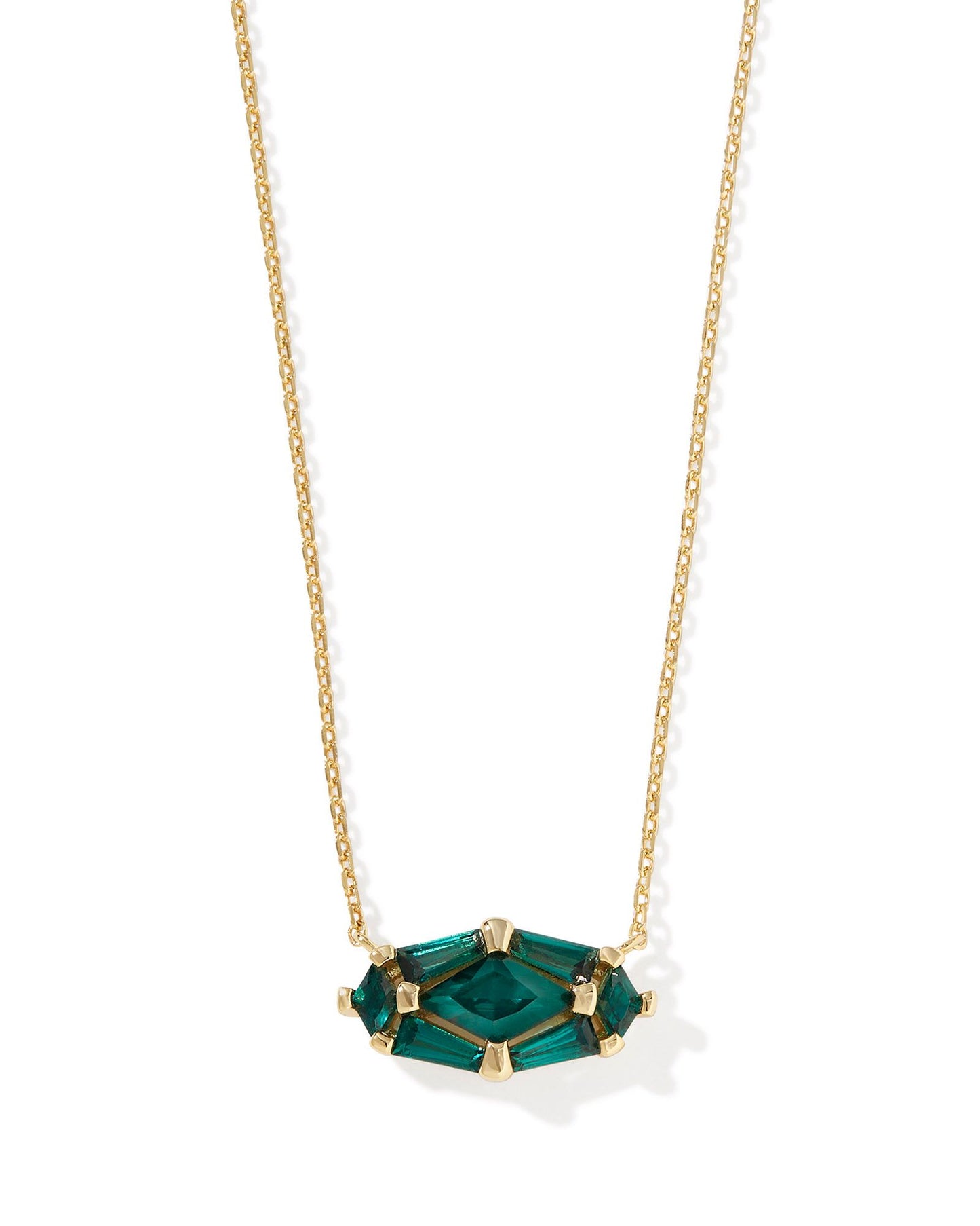 Lindy Rae Elisa Short Pendant Necklace | Gold & Green Crystal