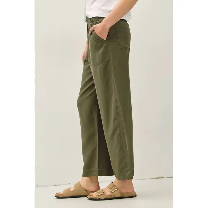 Wide Leg Tencel Pant w/ Drawstring Elastic Waist