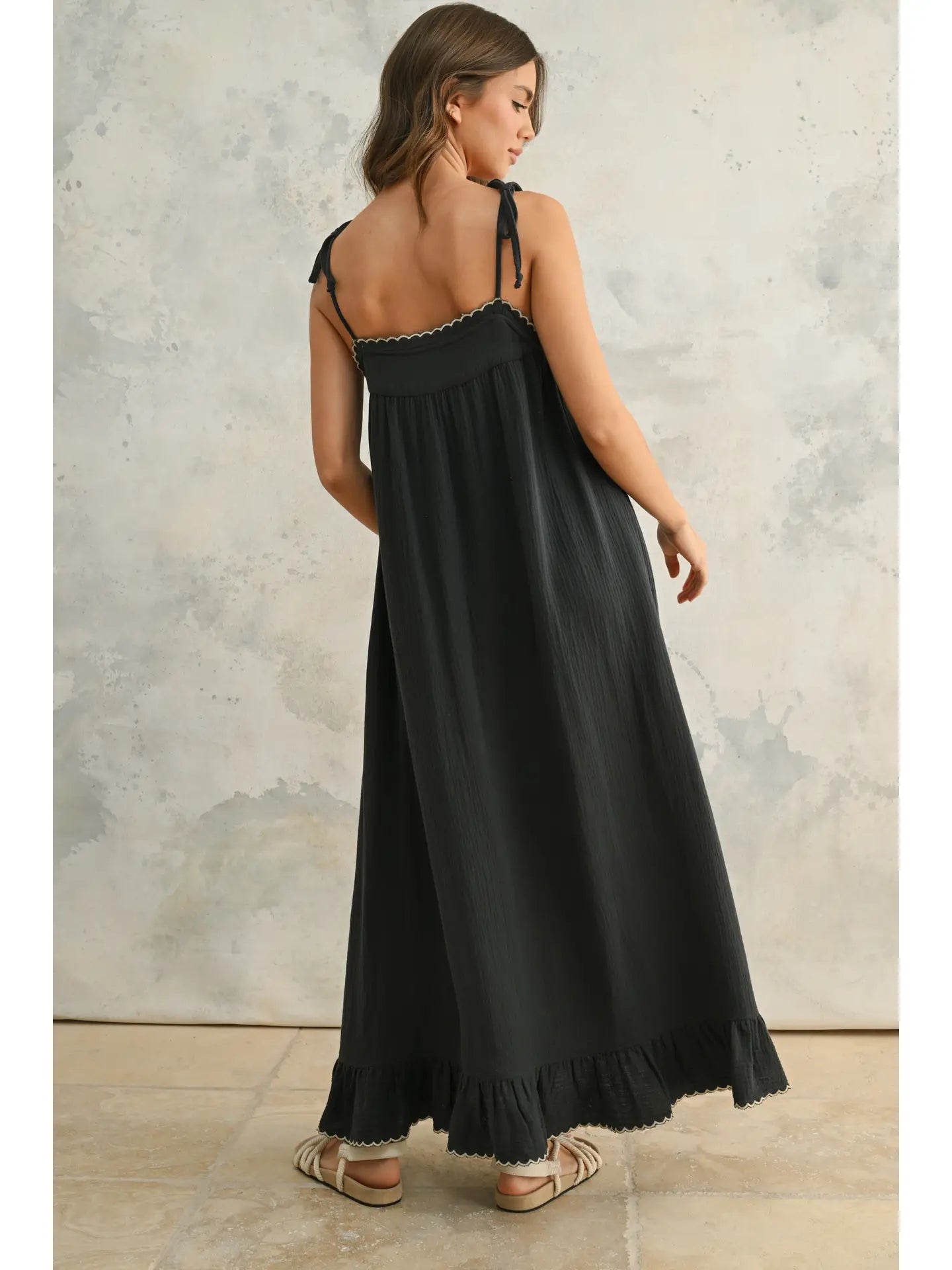 Embroidered Detail Gauze Dress