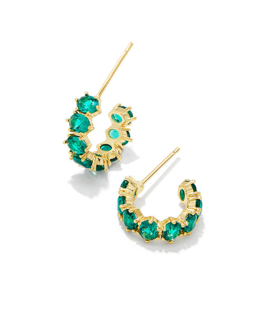 Cailin Crystal Huggie Earrings | Gold & Green Crystal