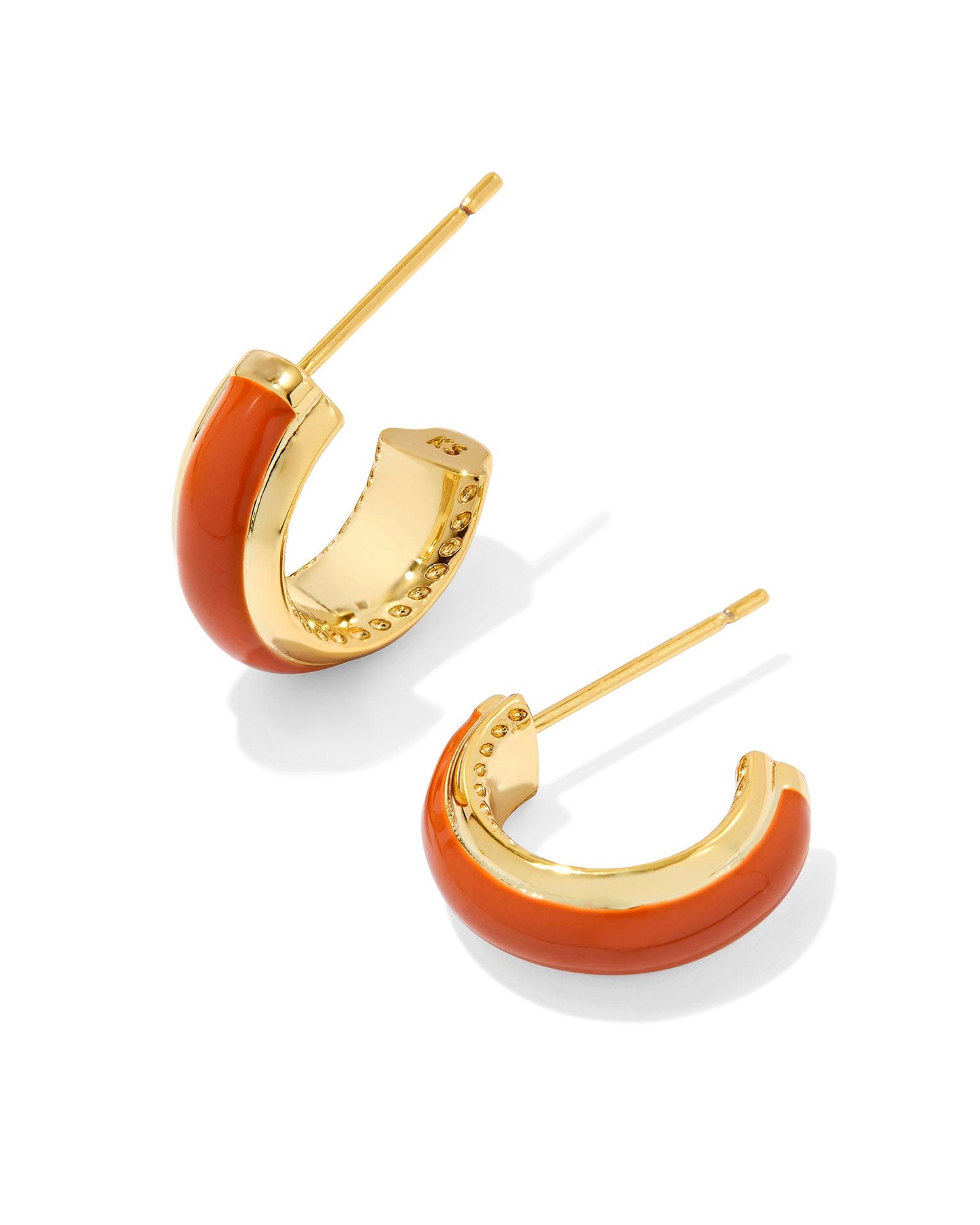 Ainsley Huggie Earrings | Gold & Orange Enamel