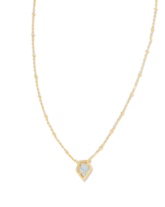 Framed Tess Satellite Necklace | Gold & Luster Light Blue Kyocera Opal