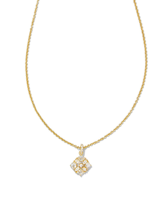 Dira Crystal Necklace | Gold & White Crystal
