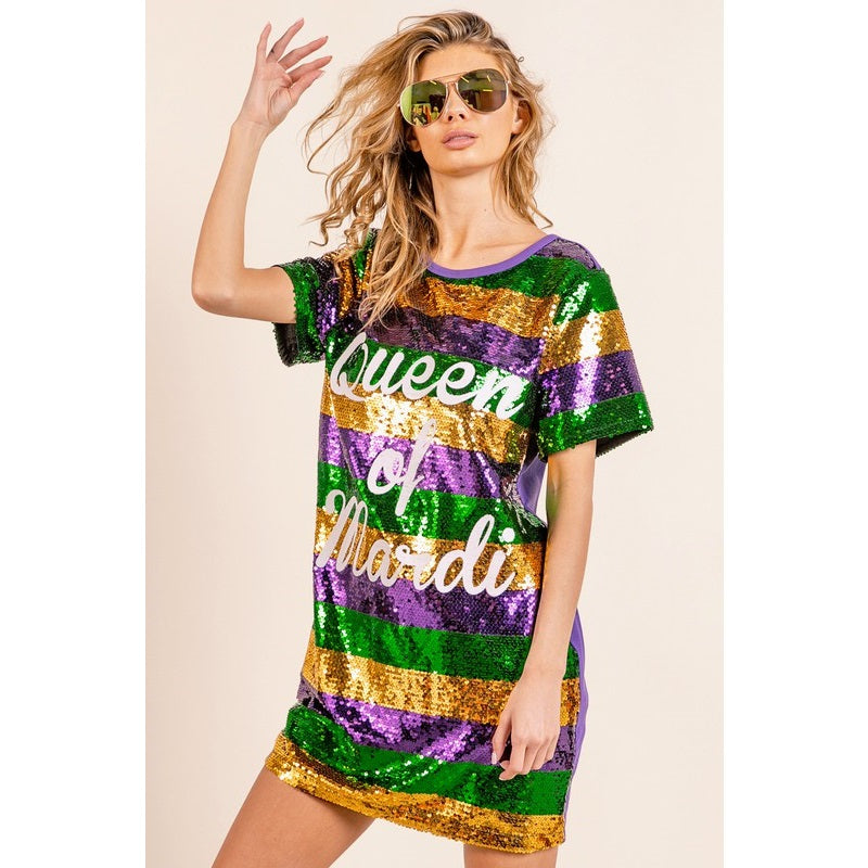 Queen of Mardi Sequin Dress