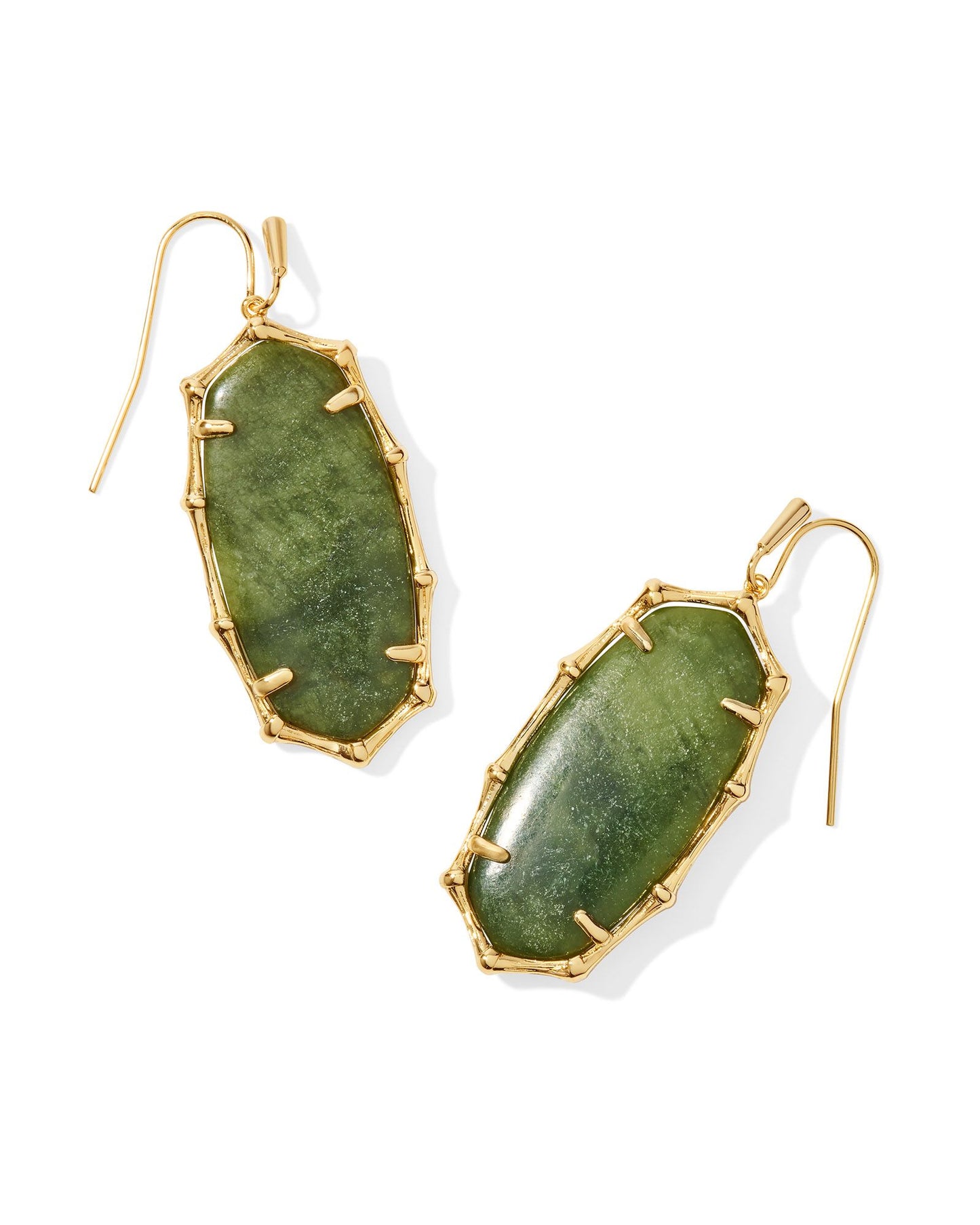 Elle Gold Bamboo Frame Drop Earrings | Sage Serpentine