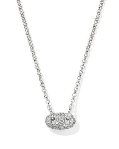 Bailey Silver Pave Short Pendant Necklace | White Crystal