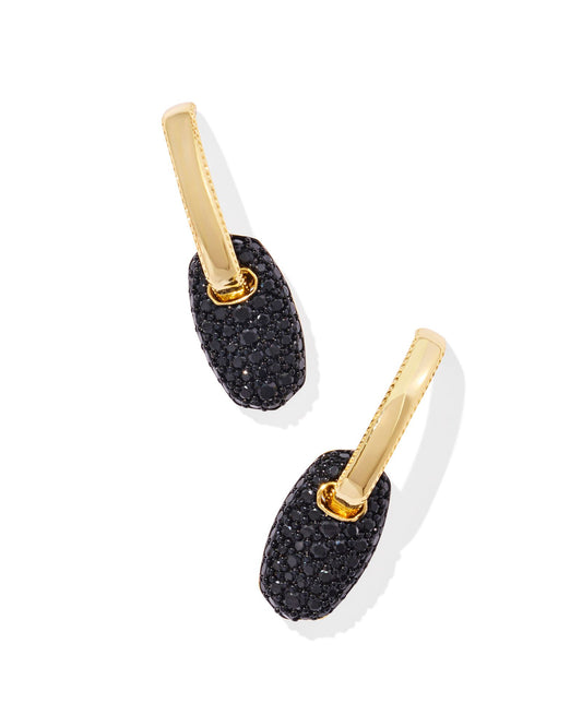 Bailey Gold Pave Huggie Earrings | Black Crystal