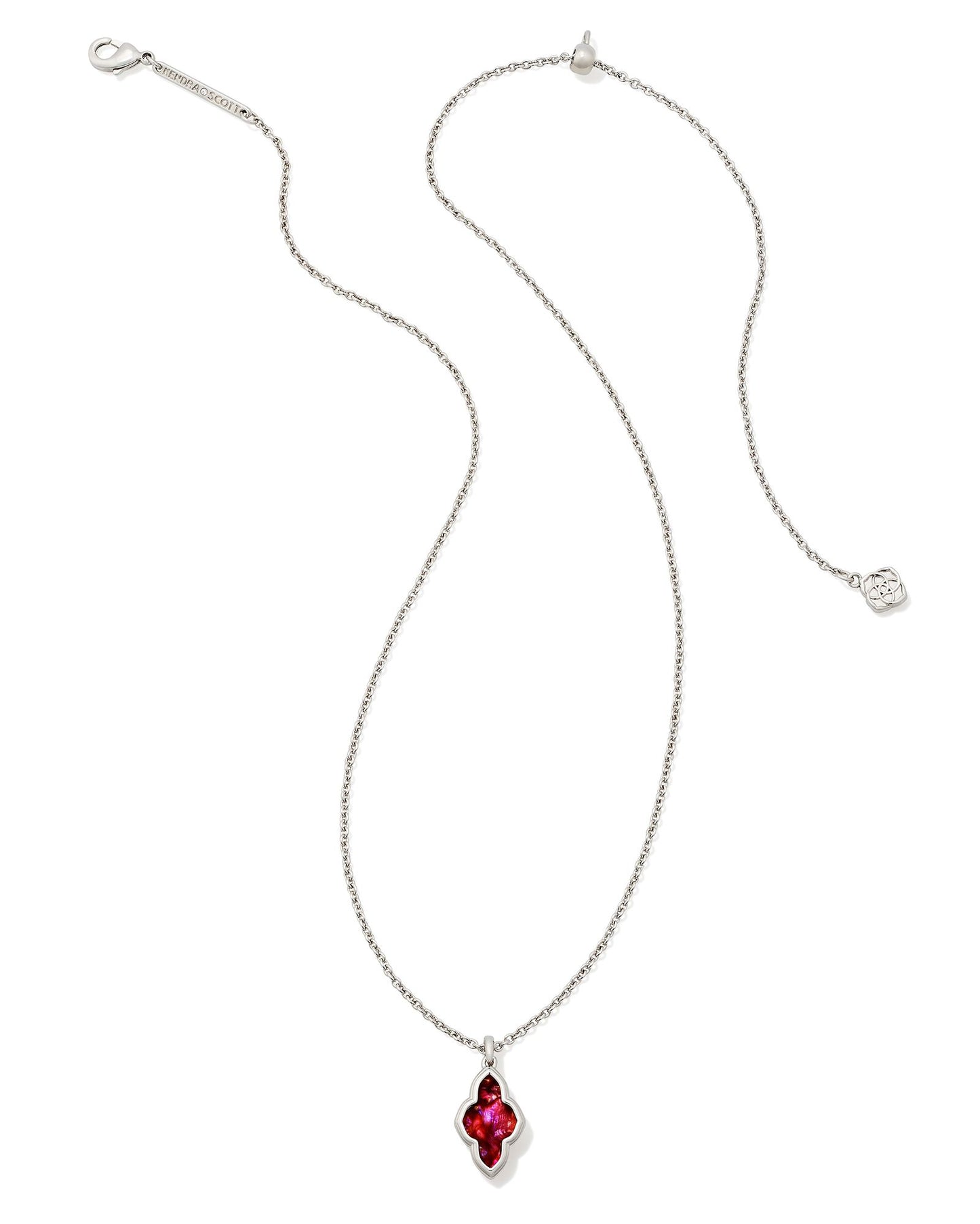 Framed Abbie Necklace | Silver & Light Burgundy