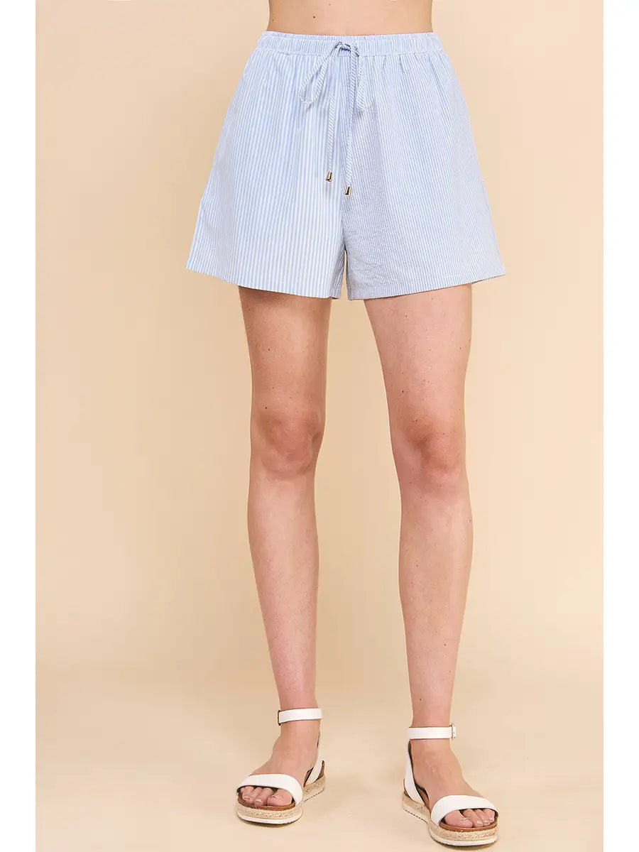 Twine Stripe Cotton Blend Shorts