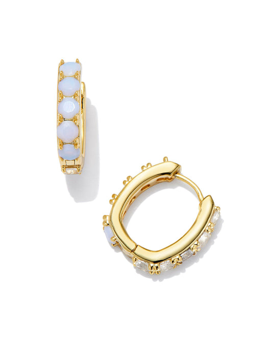 Chandler Huggie Earring | Gold & White Opalite