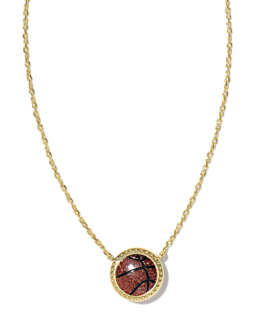 Basketball Pendant Necklace | Gold & Orange Goldstone